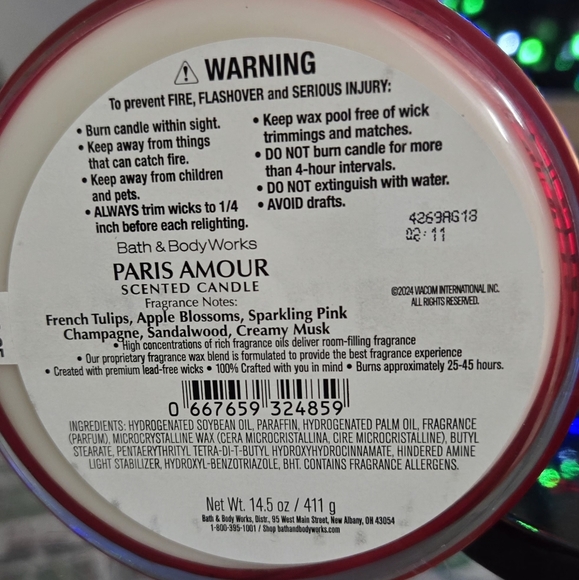 Bath & Body Works Emily in Paris ☆ PARIS AMOUR ☆ Red Candle - Picture 2 of 8